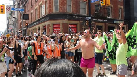 Half Naked Guy Leading Everybody Dancing Happily On The Toronto