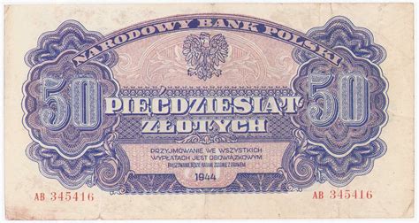 50 złotych 1944 seria AB OBOWIĄZKOWYM archiwum niemczyk pl