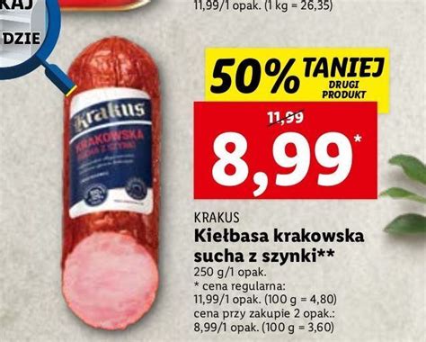 Promocja Kiełbasa krakowska sucha krakus animex w Lidl