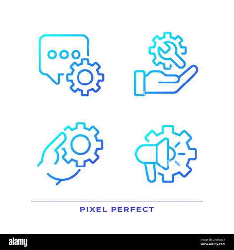 Social Media Settings Pixel Perfect Gradient Linear Vector Icons Set