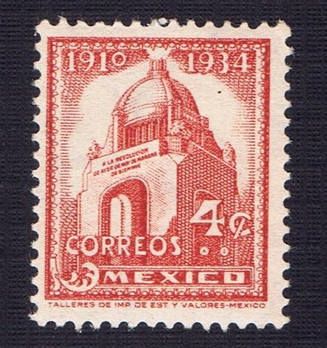 Unused Mexico Postage Stamp 4 Cents Orange Red 1910 1934 Building