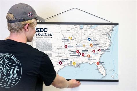 Sec Football Stadium Map Ncaa Football Poster Or Pin Map Etsy