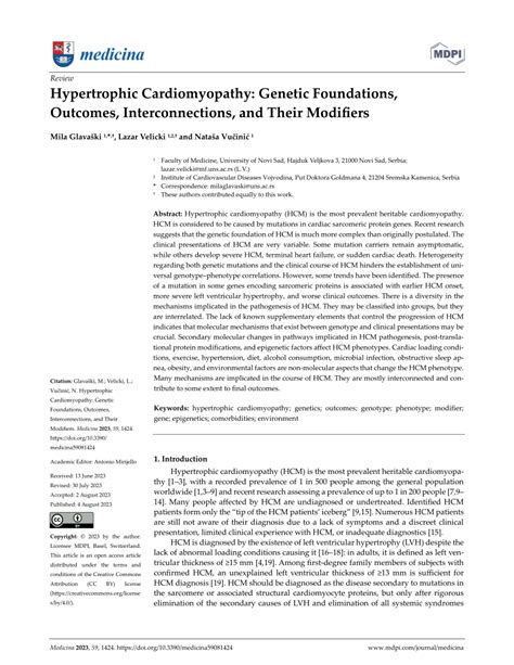 Pdf Hypertrophic Cardiomyopathy Genetic Foundations Outcomes