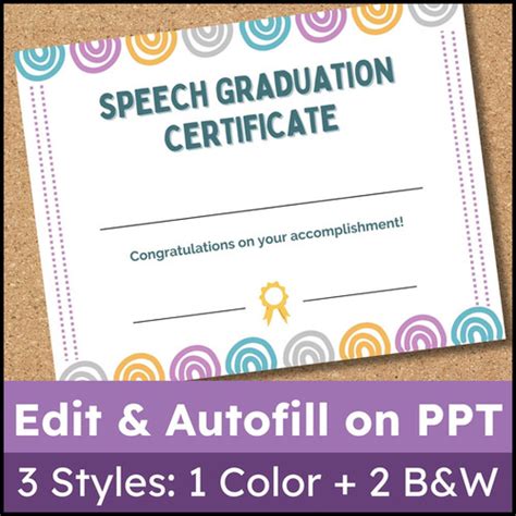 Speech Therapy Graduation Certificates Awards Edit And Autofill