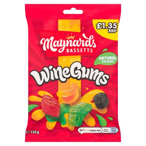 Maynards Bassetts Wine Gums Sweets Bag £135 Pmp 130g Bb Foodservice