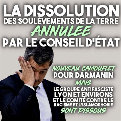 Conseil DÉtat La Dissolution Des Soulèvements De La Terre Annulée