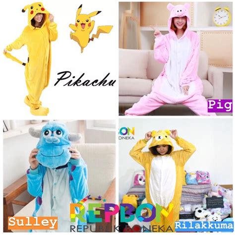 Jual Baju Onesie Dino Totoro Koala Jerapah Guin Stitch Sapi Cosplay