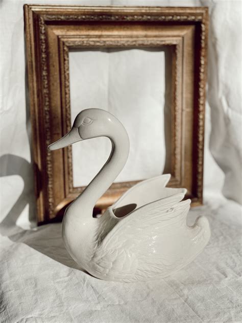 Large Ceramic Swan Planter Etsy