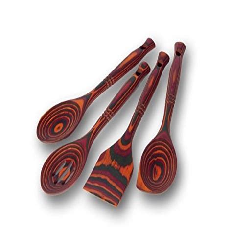 Island Bamboo Red Pakkawood Wooden Spoon Set - Walmart.com