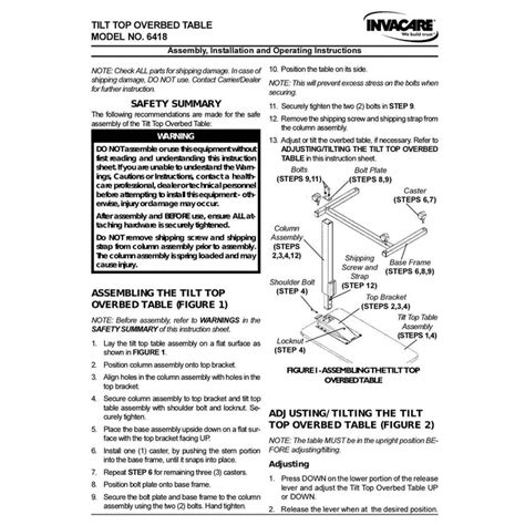 Invacare Tilt Top Overbed Table 6418 — Hv Supply