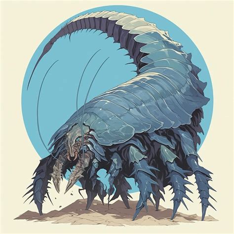 Premium Vector Giant Isopod Crawling In The Abyss