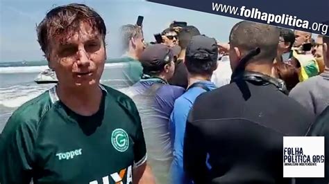 Bolsonaro desembarca de jet ski em Praia Grande e é recebido por