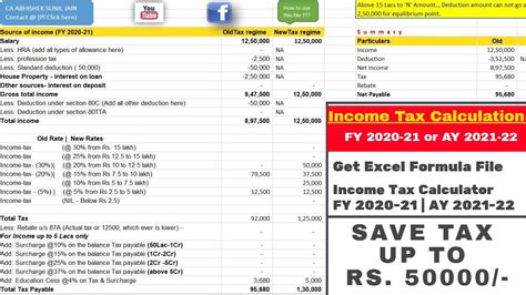 Income Tax Calculator For Fy Ay Excel