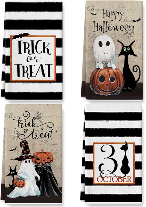 Amazon AnyDesign Halloween Kitchen Dish Towel Retro Pumpkin Ghost