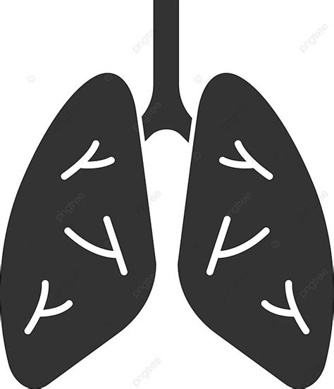 Human Lungs Glyph Icon Pulmonary Negative Space Medicine Vector