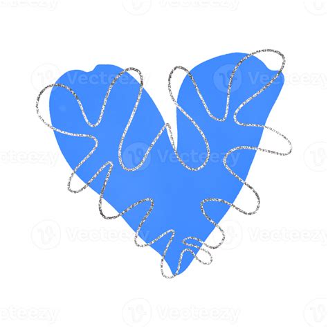 Blue Heart Watercolor With Silver Glitter 15241366 PNG