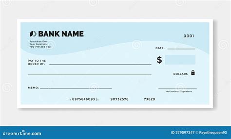 Blank Template Of The Bank Check Isolated Stock Vector Illustration