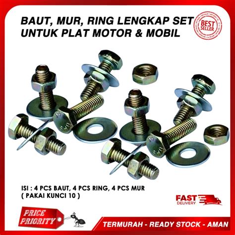 Jual Baut Plat Nomor Baud Ring Mur Tatakan Dudukan Plat Motor Mobil