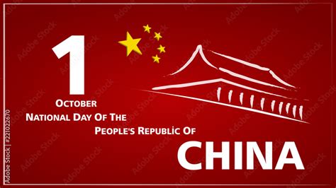 1 October China Happy National Day Greeting Card Waving Chinese Flags