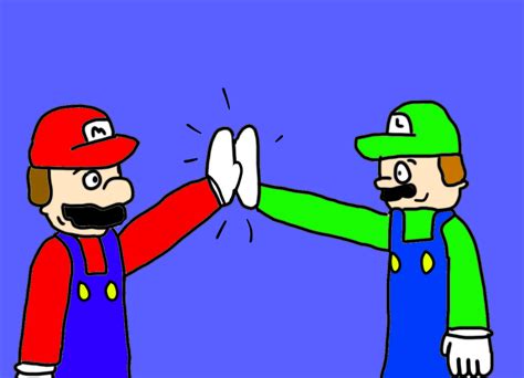 Mario And Luigi High Five By Frogtable125