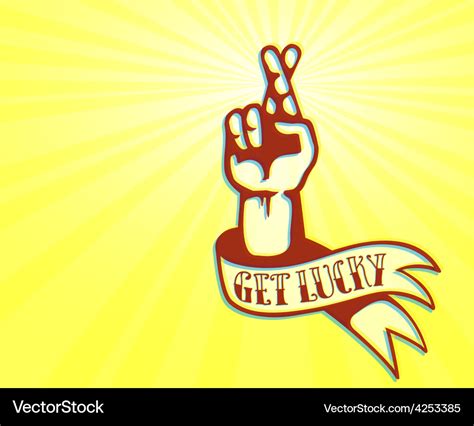 Get Lucky Tattoo Design Hand With Crossed Fingers Vector Image