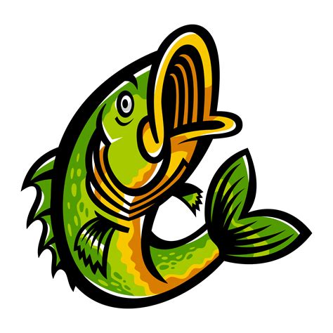 Jumping Bass Fish Vector Icon 545070 Vector Art At Vecteezy