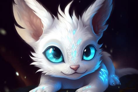 Un Gato Blanco Con Ojos Azules Y Fondo Negro Foto Premium