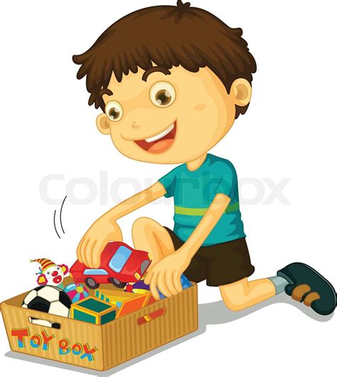 Boy Mit Seinem Spielzeug Stock Vektor Colourbox