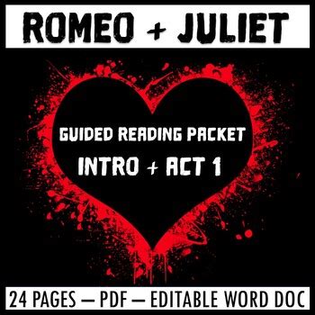 Romeo And Juliet Act 1 Guided Reading Packet By Michelle S English