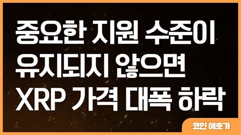 리플 Xrp 비트코인 이더리움 도지코인 중요한 지원 수준이 유지되지 않으면 Xrp 가격 대폭 하락 Youtube