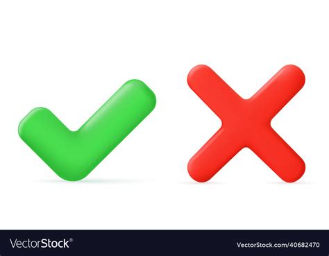 Green Tick Check Mark And Cross Mark Symbols Vector Image