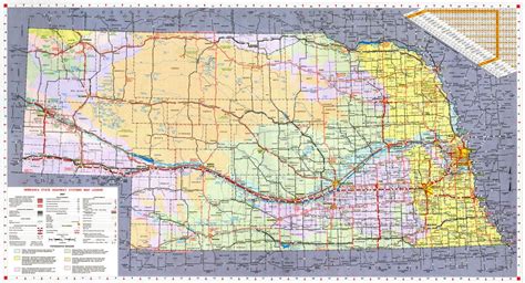 Large detailed Nebraska state highways system map with topographic ...