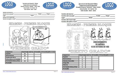 Exámenes para el primer bloque de primaria del ciclo escolar 2014