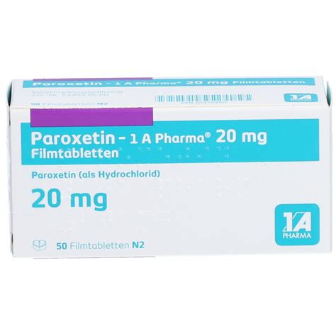 Paroxetin 1A Pharma 20Mg 50 St Mit Dem E Rezept Kaufen Shop Apotheke