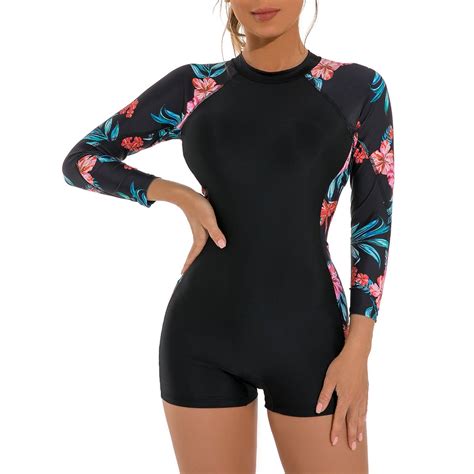 Idopip Womens One Piece Rash Guard Swimsuit Sun Protection Surf Rashguard Boyleg Zipper