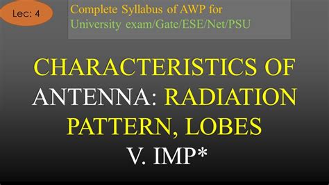 AWP Lec 4 Characteristic Of Antenna Radiation Pattern And Lobes