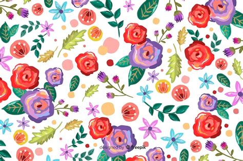 Fondo Natural Con Flores Coloridas Pintadas Vector Gratis