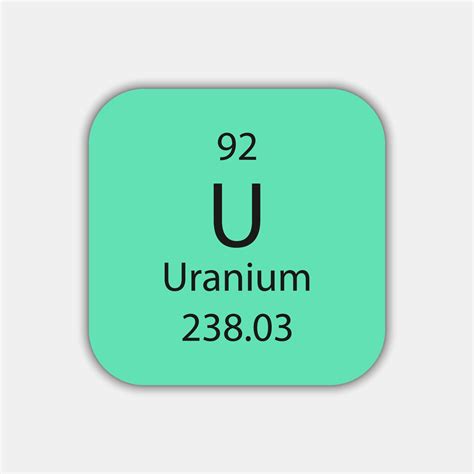 Uranium Symbol Chemical Element Of The Periodic Table Vector