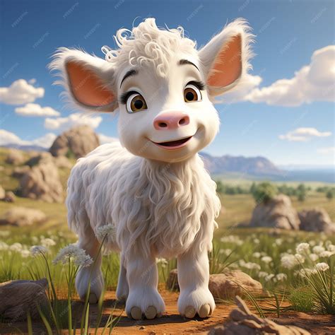 Premium Ai Image White Cow Cartoon Character