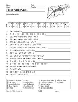 Fossil Word Search Worksheet And Printable Vocabulary Puzzle Activities