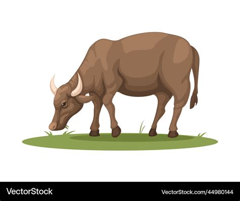 Farm Buffalo Eating Grass Rural Animal Life Symbol