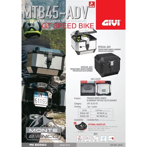 GIVI 45 LITER ALUMINUM ALLOY ADVANCE TREKKER MONTE BIANCO TOPCASE TOP