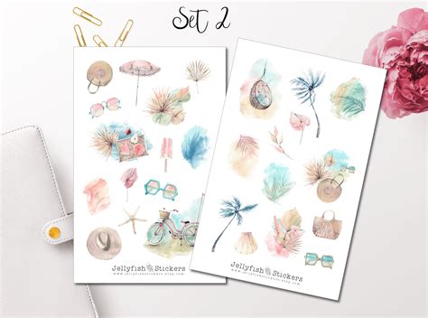 Jellyfish Stickers Sommer Watercolor Sticker Set