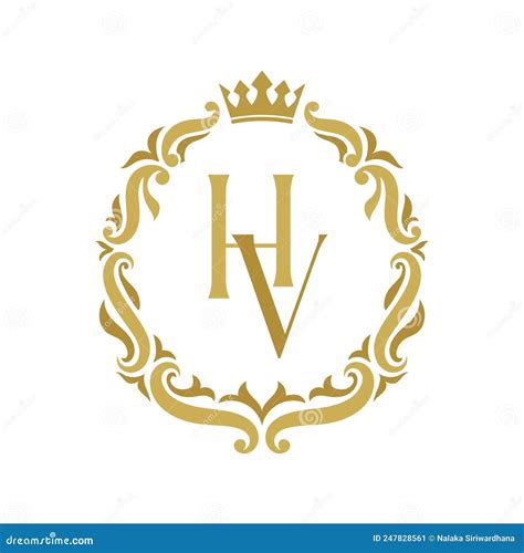 Plantilla De Logotipo De Vintage Floral De Letra Hv Ilustraci N Del