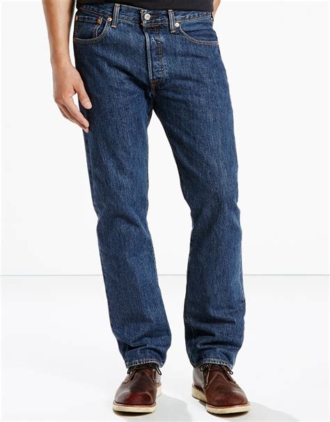 Levis Mens 501 Original Mid Rise Regular Fit Straight Leg Jeans