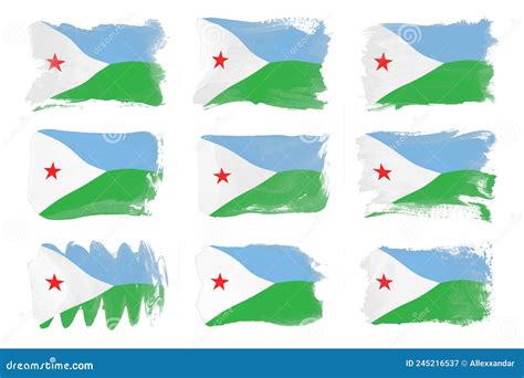 Bandeira Do Djibuti Pincel Derrame Bandeira Nacional Ilustração Stock