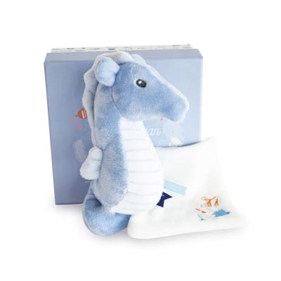 Peluche Hippocampe Bleu Avec Doudou Les Ch Rubins