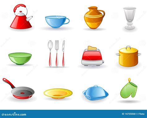 Kitchen Utensil Icon Set Stock Vector Illustration Of Background