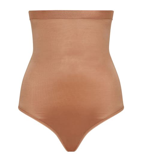 Womens Skims Brown High Waist Shine Thong Harrods Uk