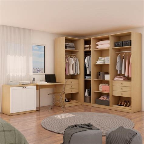 Closet Completo Casal 100 MDF 4 Módulos E Escrivaninha Office